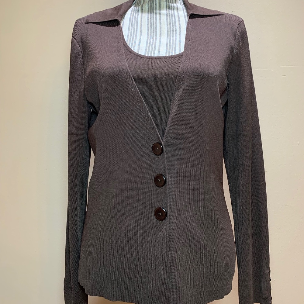 Talbots Chocolate Brown Cardigan Set